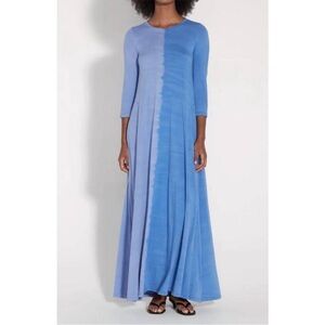 NWT Raquel Allegra jersey drama maxi dress in patchwork blue long soft stretchy
